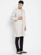 Even Apparels Beige Rayon Men's Sherwani Kurta With Open Front - Distacart