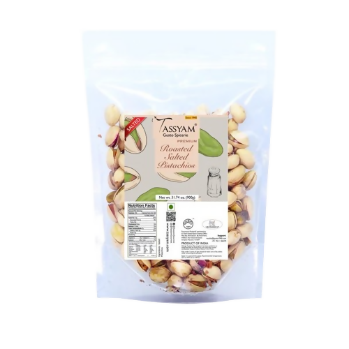 Tassyam Organics Premium Roasted Salted Pistachios Namkeen Pista - Pouch - Distacart