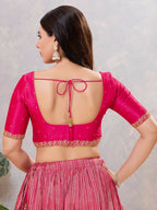Joban Fashion Women Silk Dark Pink Stitched Blouse