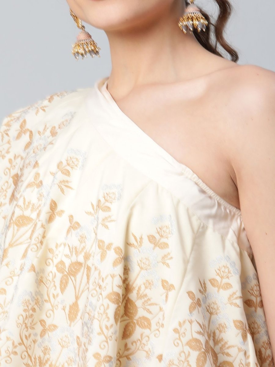 Ahalyaa Women Off White Crepe Floral Printed Top with Palazzos - Distacart