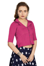 Aastha Fashion Women's Women's Pink Art Silk Button Readymade Blouse