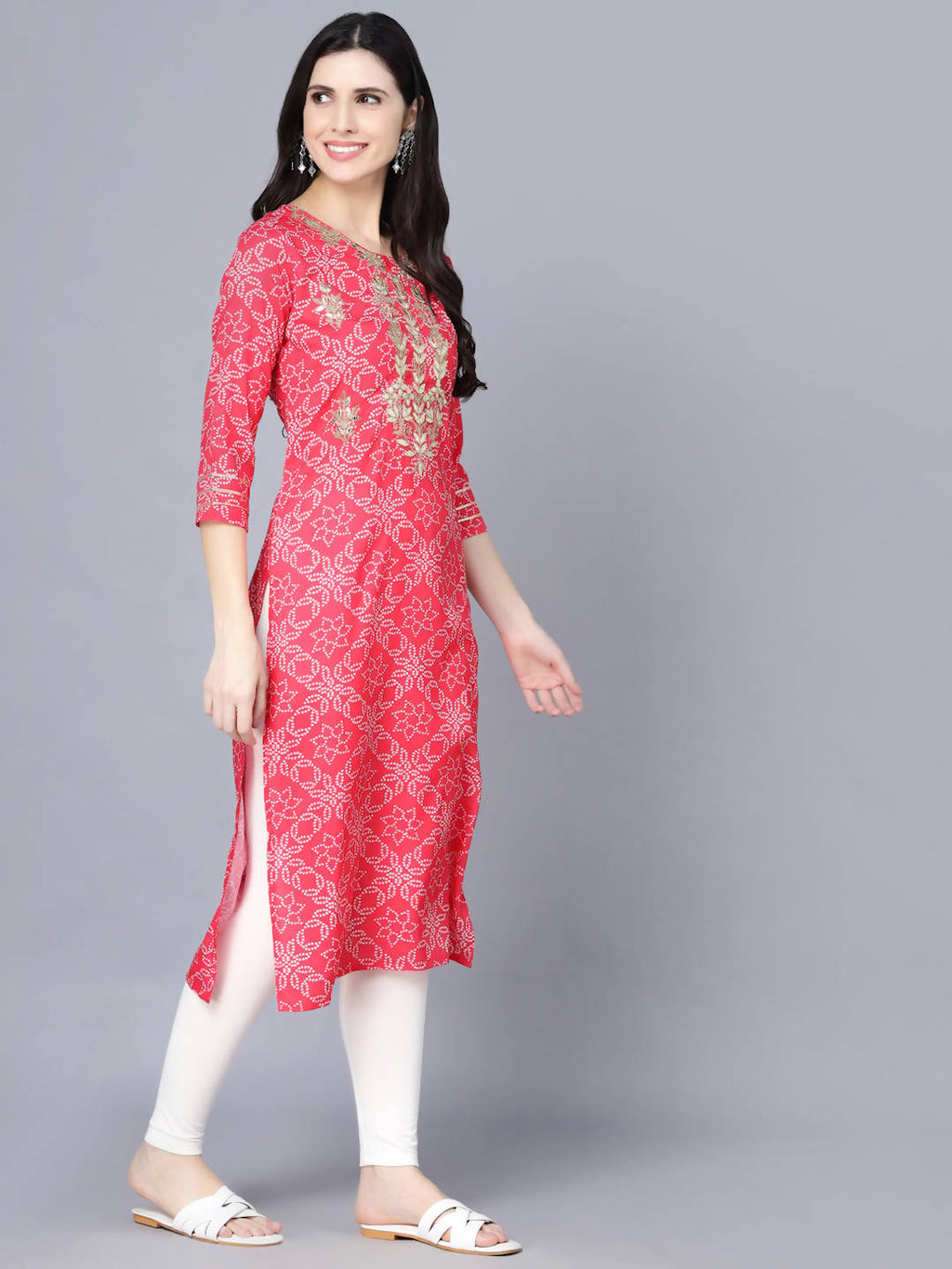 Myshka Women Pink Floral Printed Kurta - Distacart
