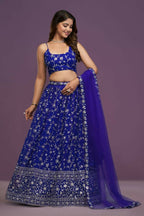 Royalblue Georgette Zari,Sequence Embroidery Work Lehenga Choli - Jihu Culture