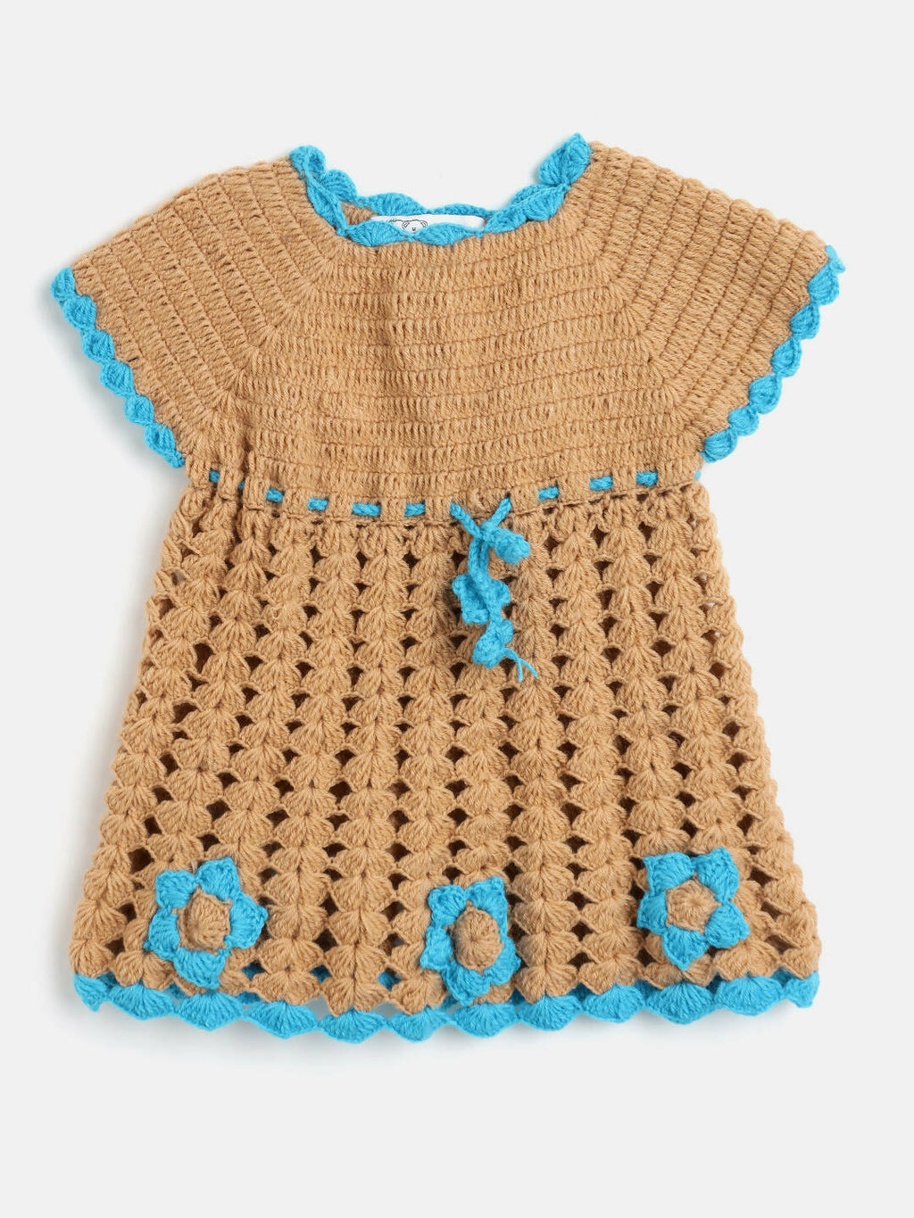ChutPut Hand knitted BlueBerry Wool Dress For Baby Girls - Blue
