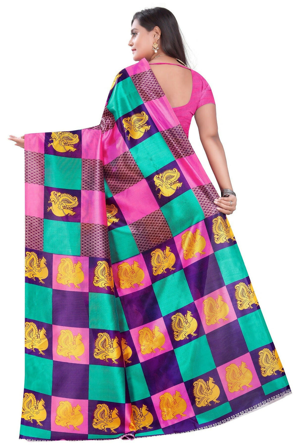 Vamika Pink Printed Art Silk Saree