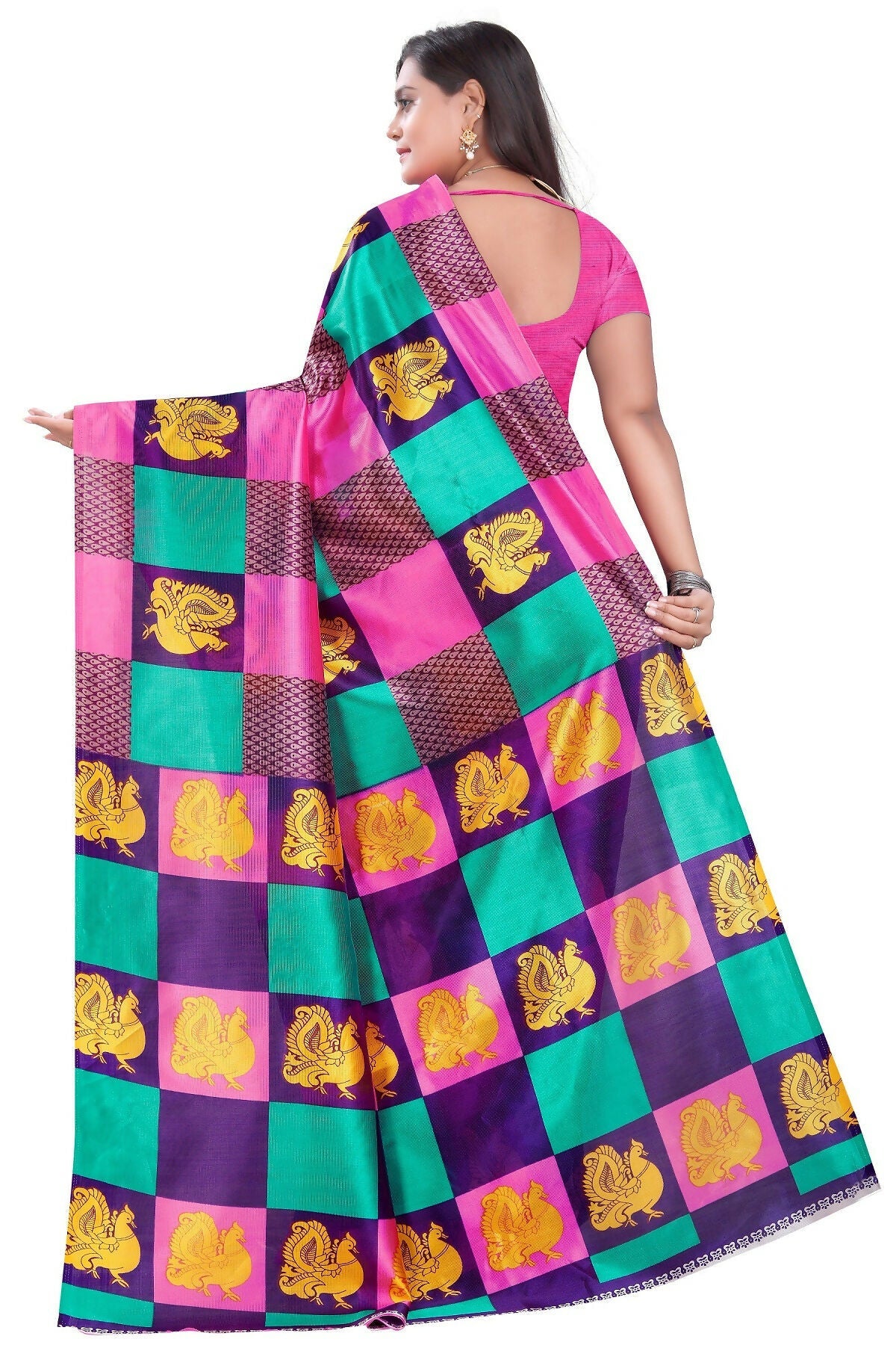 Vamika Pink Printed Art Silk Saree