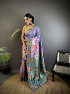 Joban Fashion Lavender Paithani Soft Silk Meenakari Saree - Distacart