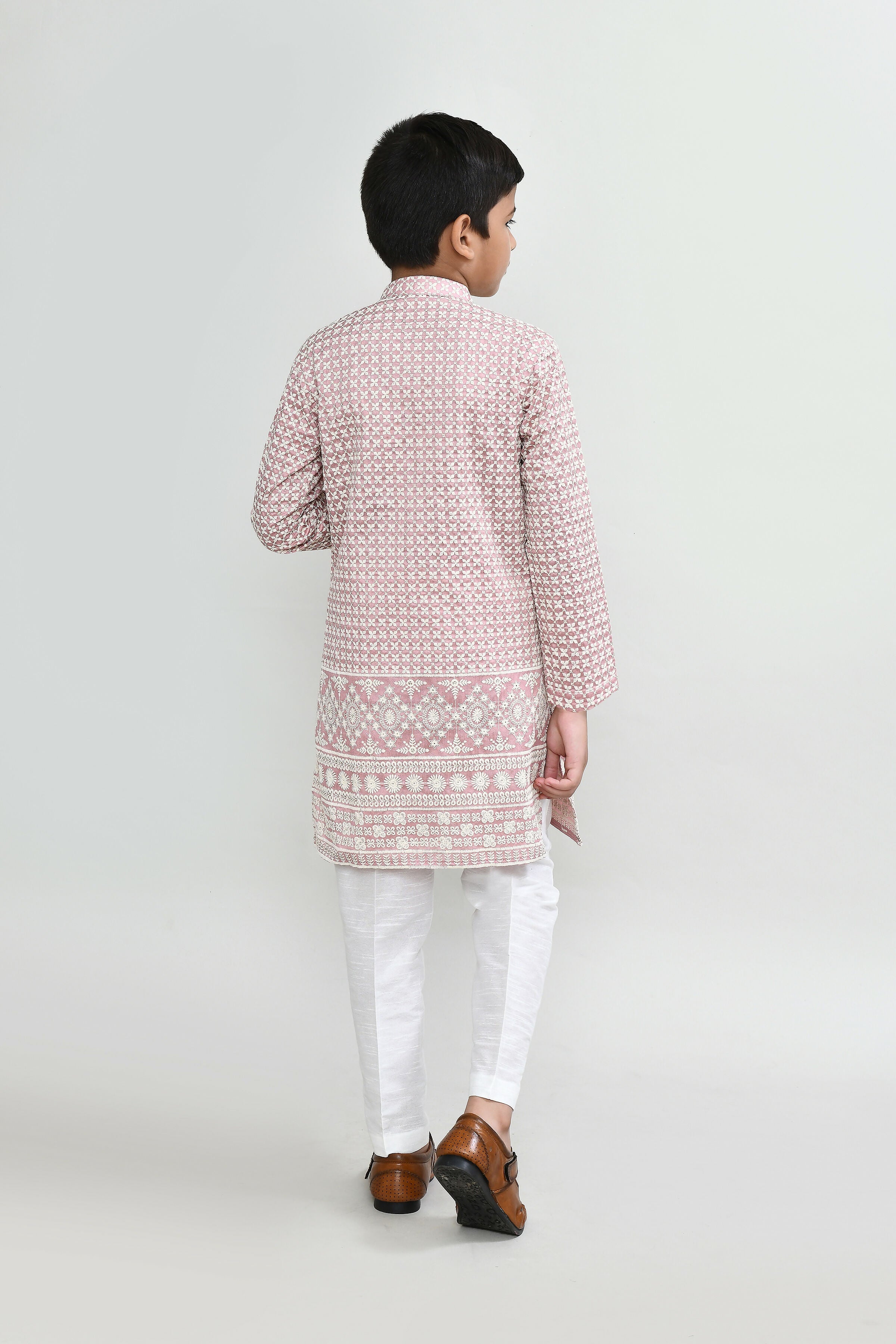 Joban Fashion Art Silk Onion Pink Kurta With Straight Fit Pant
