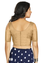 Aastha Fashion Women's Beige Art Silk Cold Shoulder Sleeve Readymade Blouse
