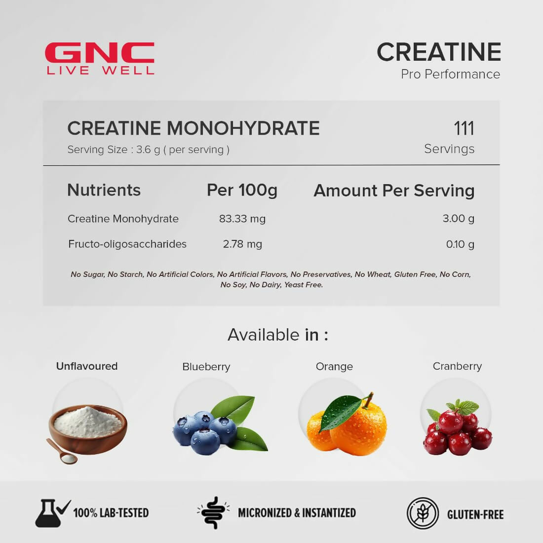 GNC Pro Performance Creatine Monohydrate Cranberry