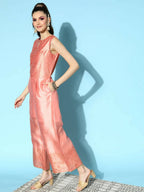 Ahalyaa Womens Peach Poly Silk Solid Jumpsuit - Distacart