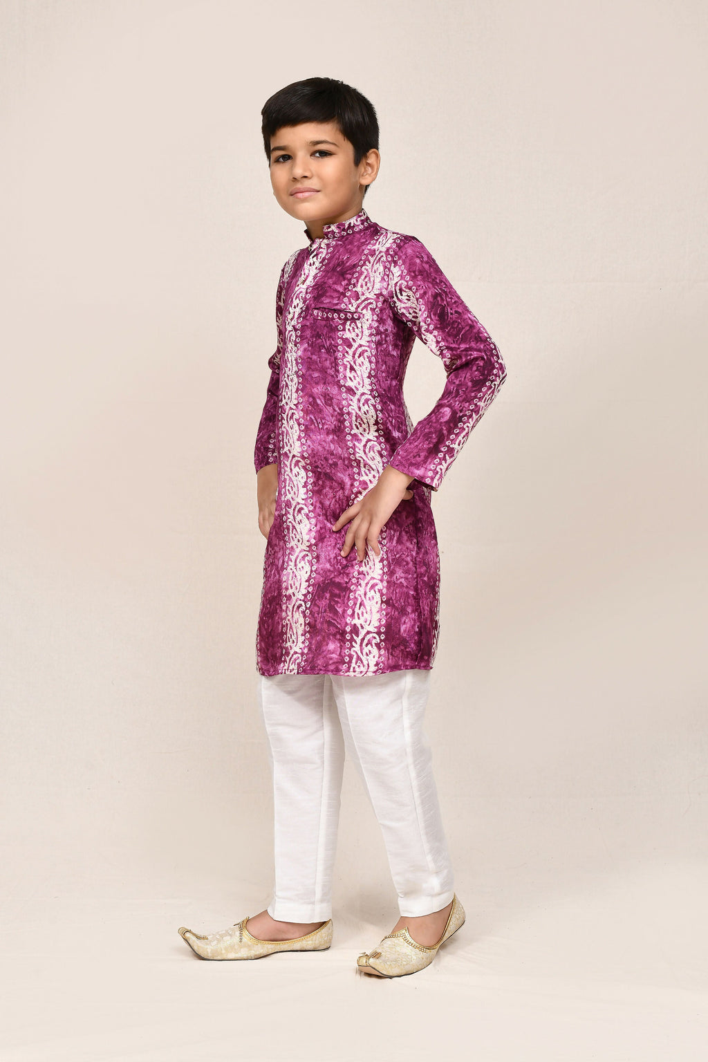 Joban Fashion Silk Purple Kurta With Straight Fit Pant