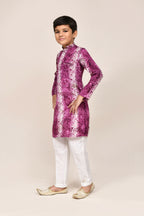 Joban Fashion Silk Purple Kurta With Straight Fit Pant
