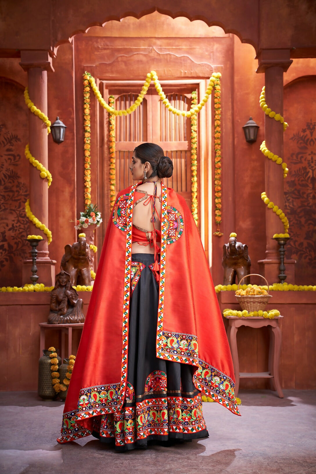 AI Fashion Black Art Silk Designer Navratri Lehenga Choli Collection