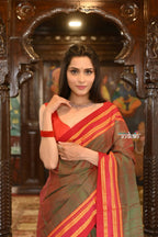 Very Much Indian Handloom Cotton Viscose Ilkal Saree Dual Tone Red Green - Distacart