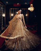 Jyoti Fashion Women's Beige Kasturi Silk Georgette Sequins with Dori Embroidered Designer Lehenga Choli Set