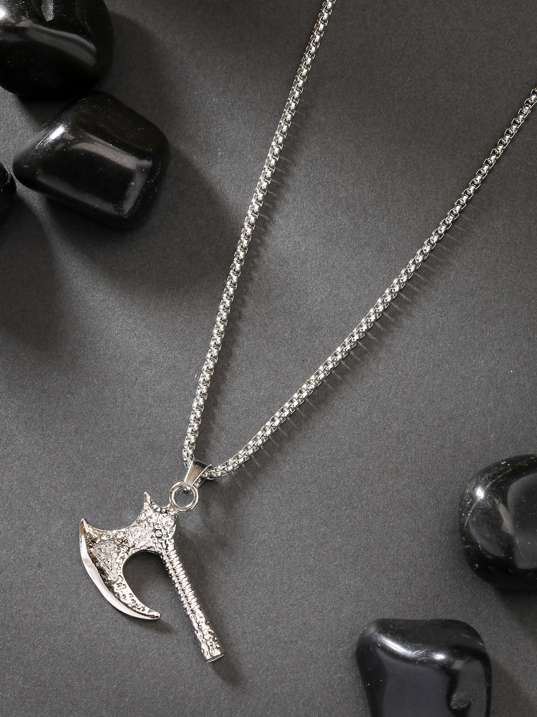 NVR Men's Silver-Plated Stainless Steel Pendant with Chain
