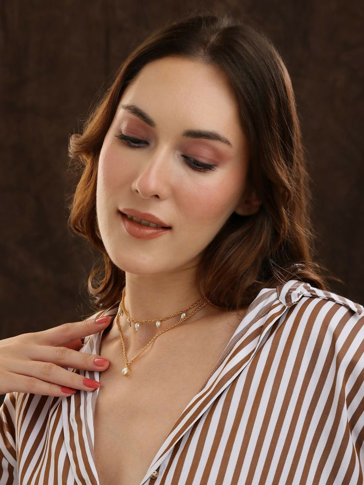 White and Gold, Handcrafted Kundan Necklace - Ruby Raang