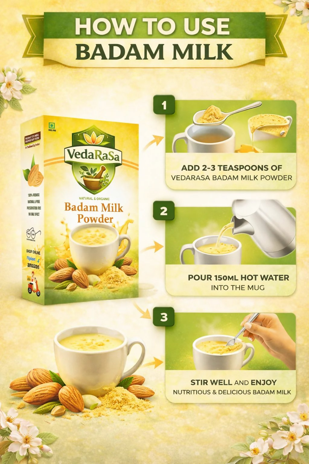 VedaRasa Badam Milk Powder Instant Almond Drink Mix - Distacart