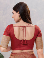 Joban Fashion Women Silk Dark-Maroon Stitched Blouse