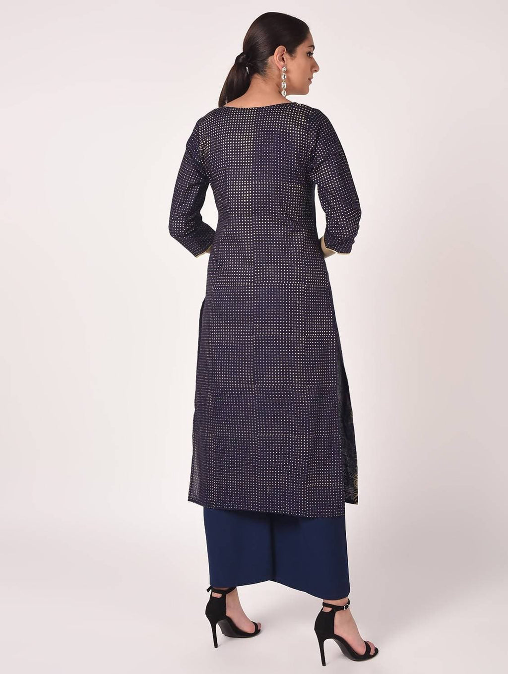 Cheera Hand Block Print Navy Color Straight Kurta