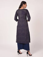 Cheera Hand Block Print Navy Color Straight Kurta