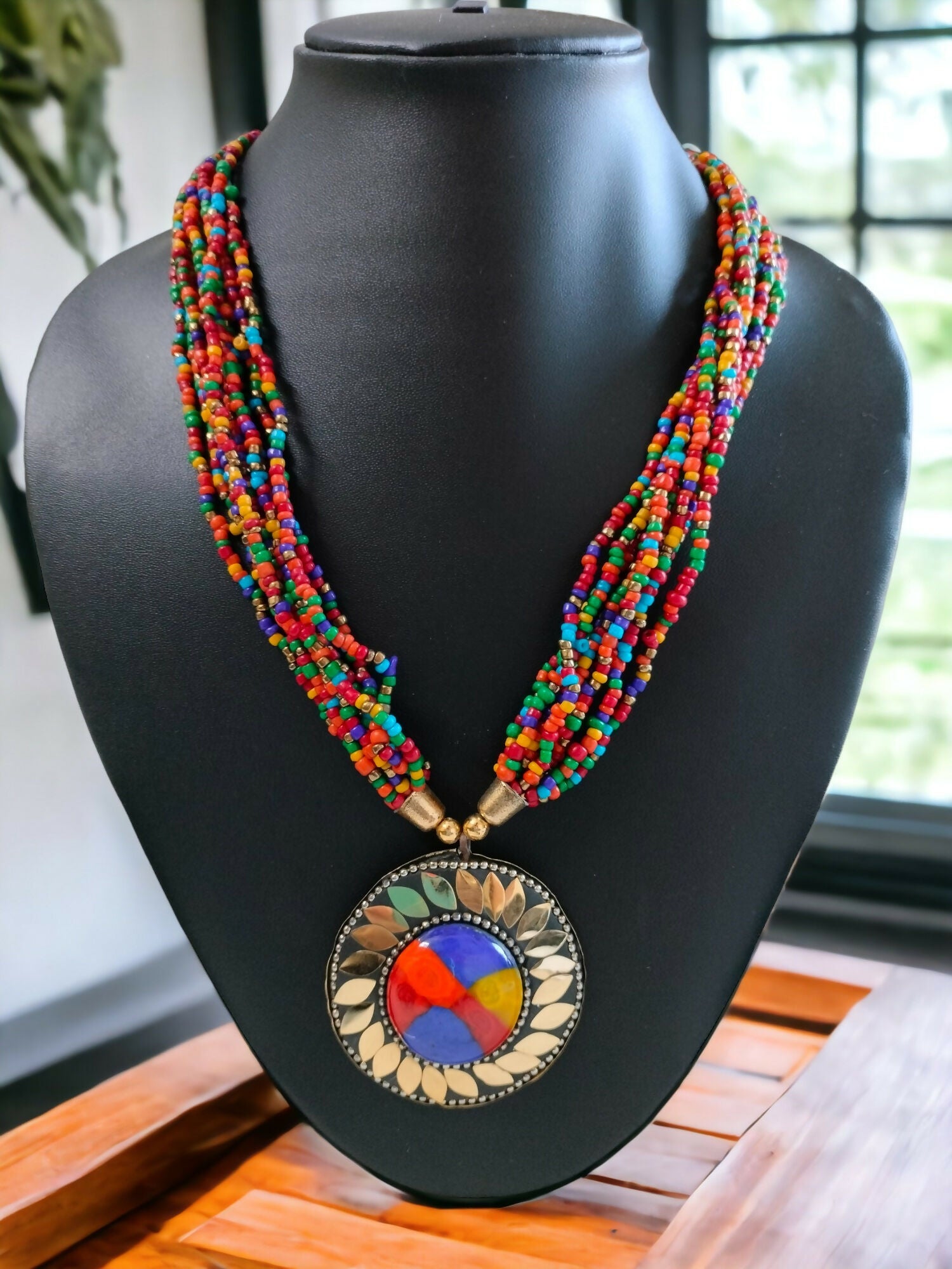 Inhanns Everyday Statement Beaded Pendant Necklace - Multi Colour