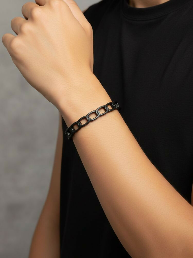 NVR Men's Rhodium Plated Cuff Bracelet - Distacart
