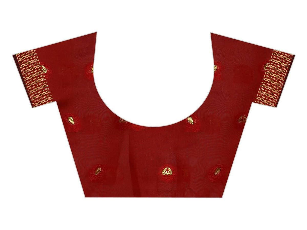 Vamika Banarasi Jaquard Rama Green & Red Weaving Saree