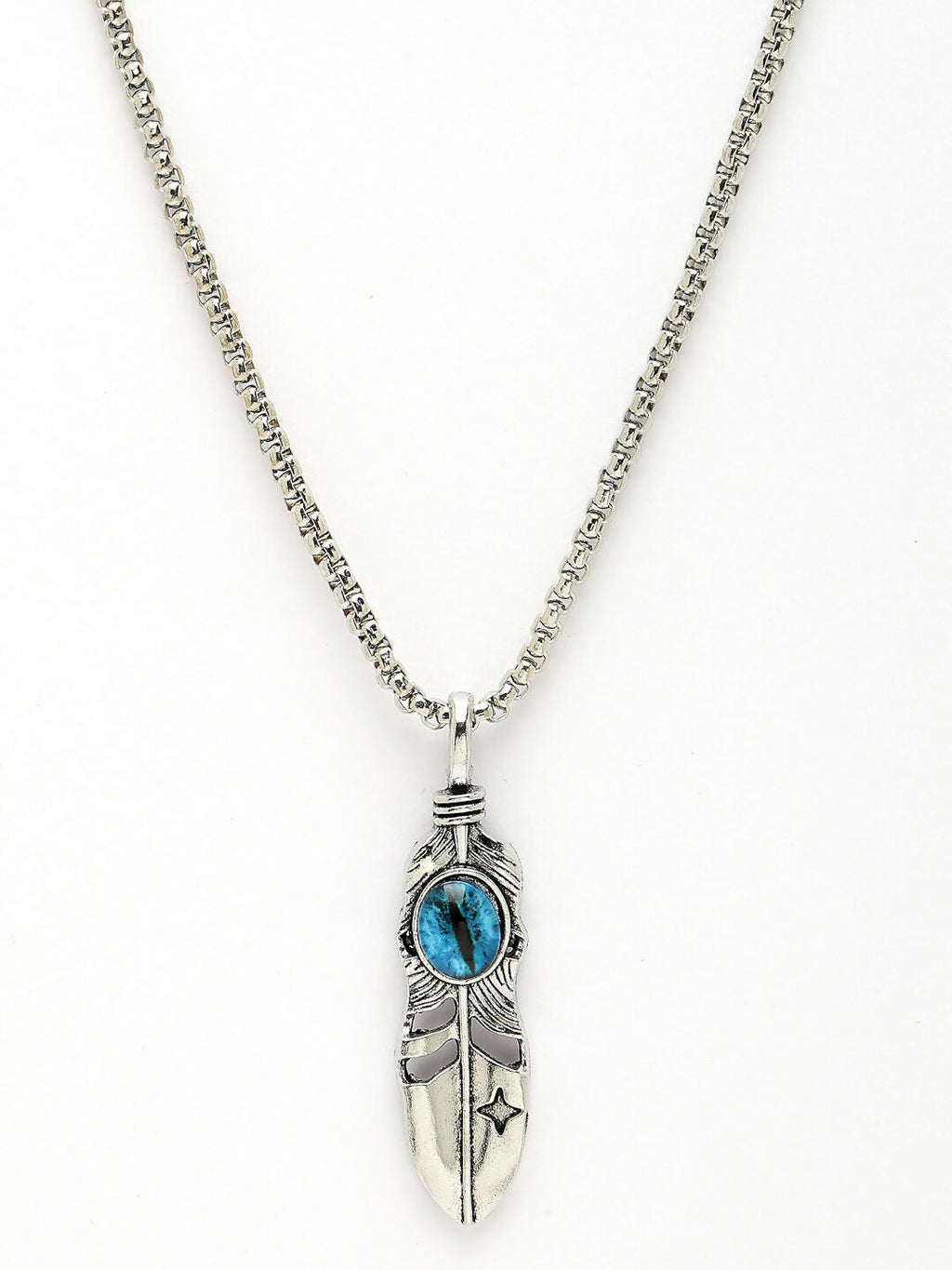 NVR Men's Silver-Plated Stainless Steel Pendant with Chain