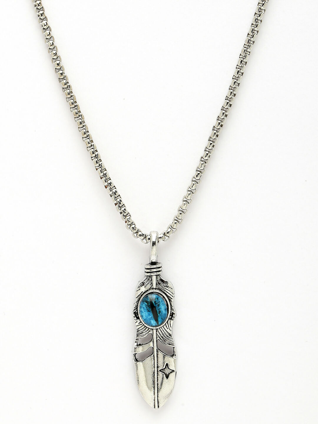 NVR Men's Silver-Plated Stainless Steel Pendant with Chain