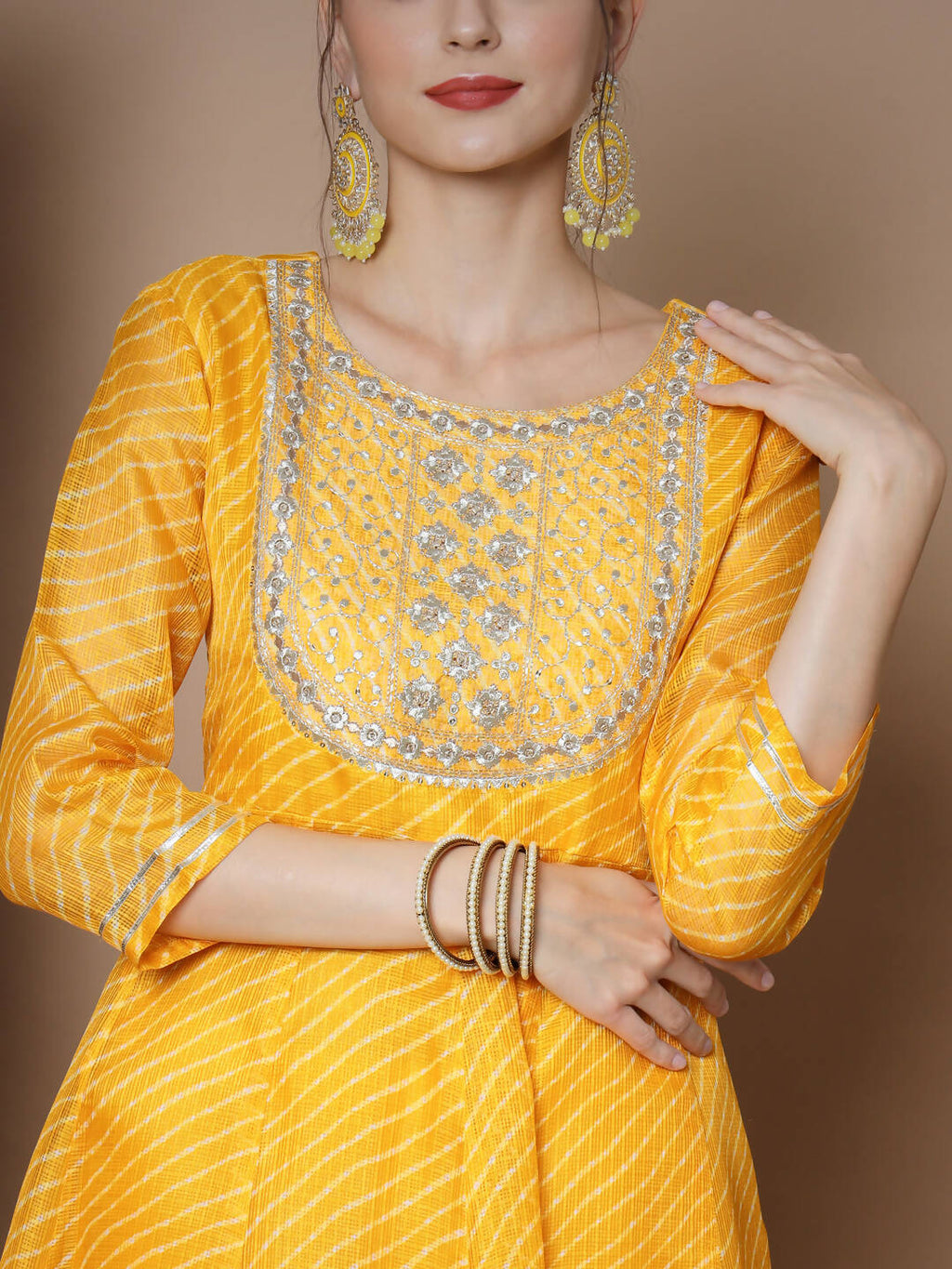 Myshka Women's Yellow Anarkali Kurta