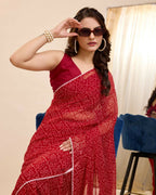 Maroon Georgette Designer Printed Ready To Wear Saree - Ibiza