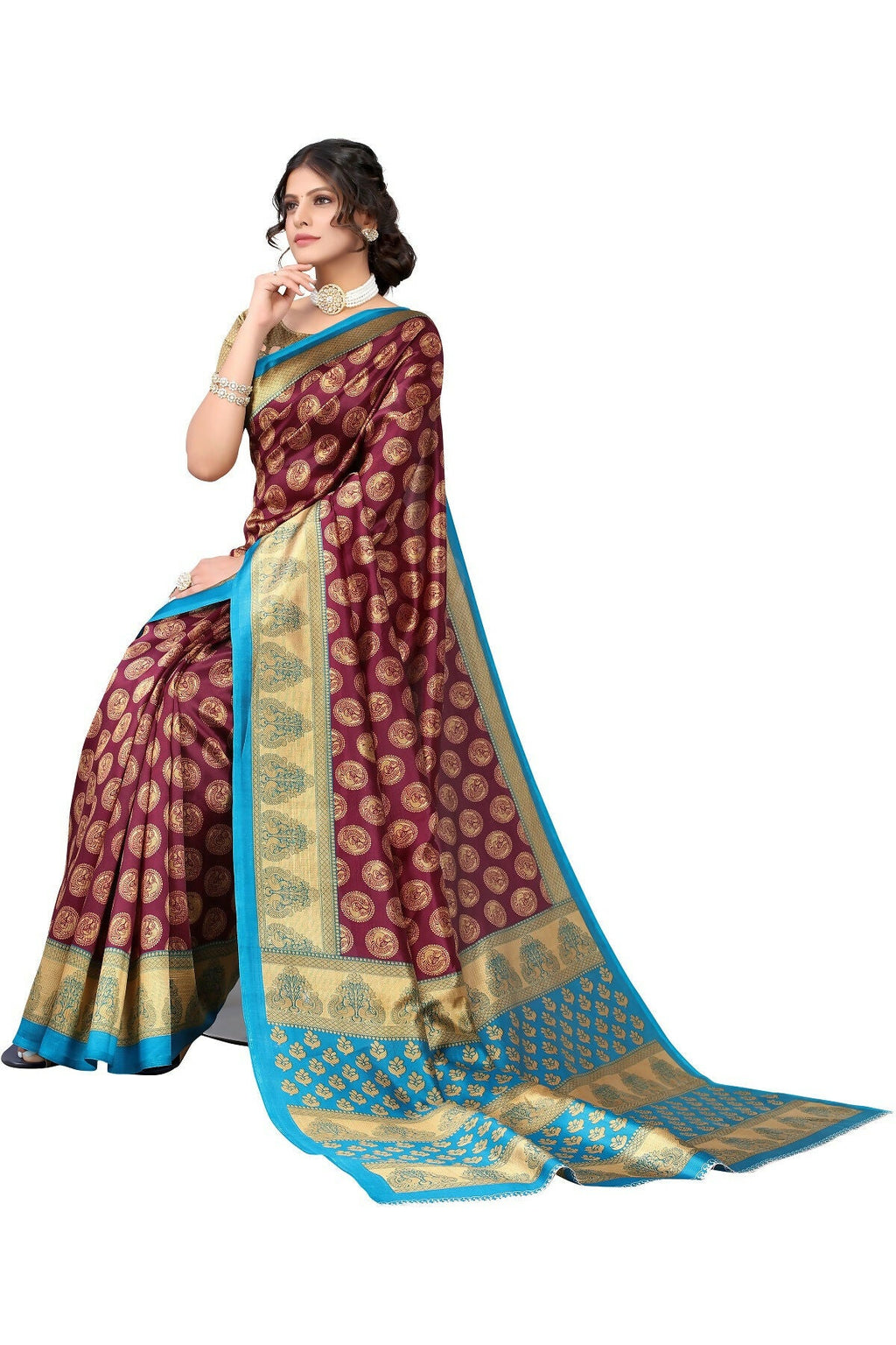 Vamika purple Printed Art Silk Saree