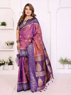 Aastha Fashion Purple South Soft Silk Zari Weaving Saree - Distacart
