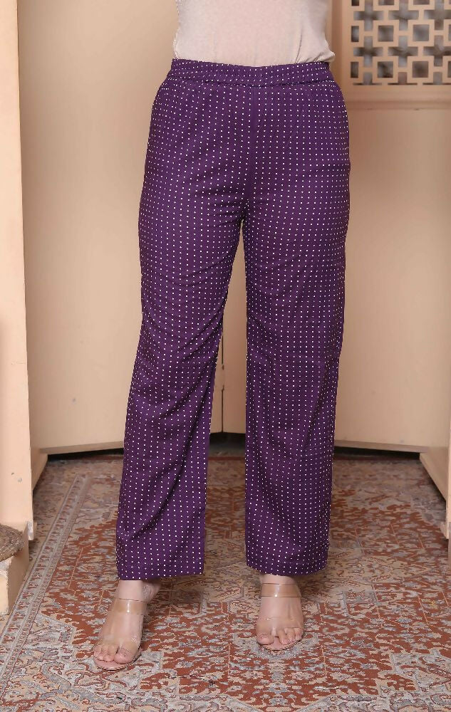 Miravan Womens Purple Cotton Animal Print Kurta With Palazzo And Dupatta - Distacart