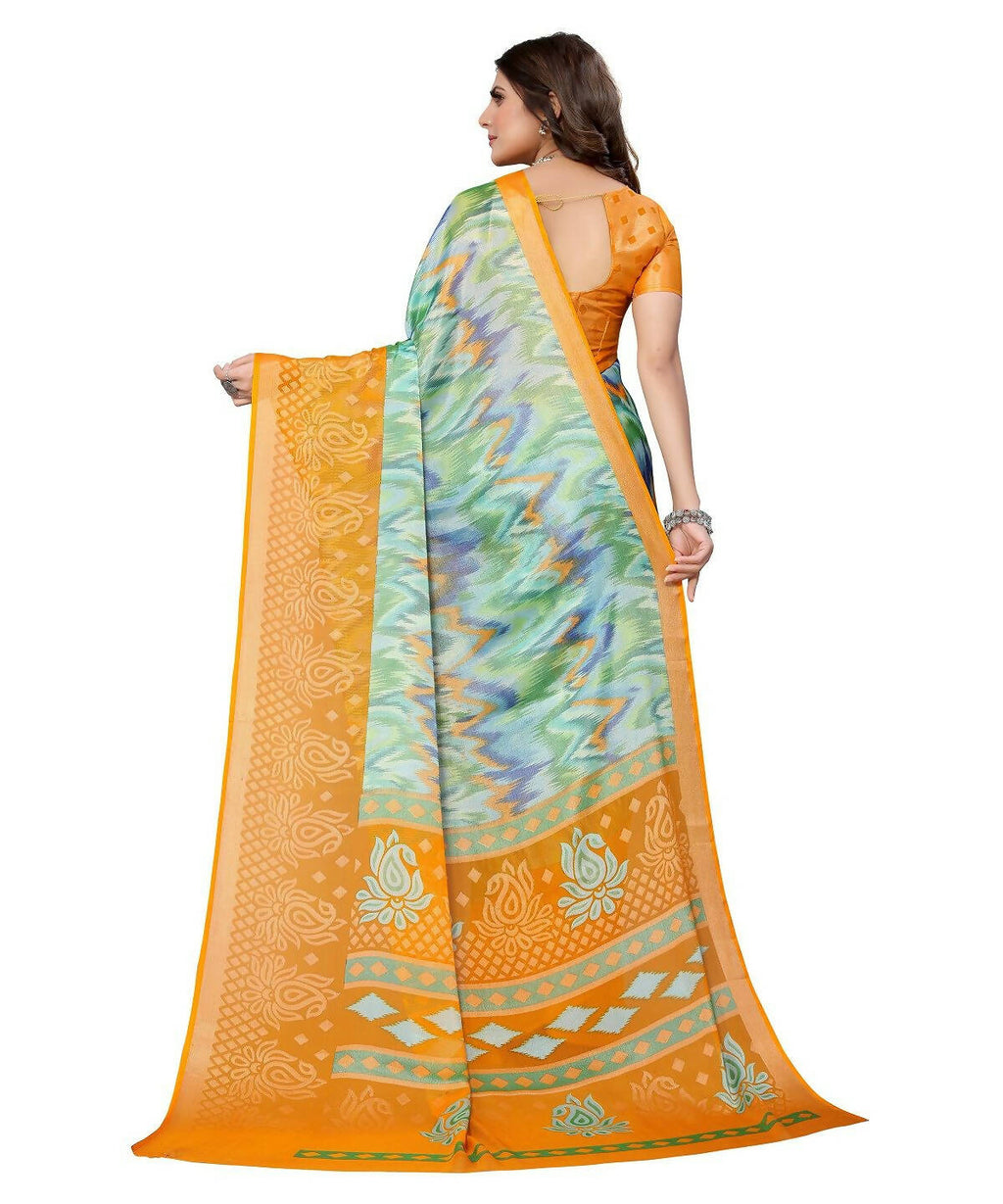 Vamika Green Chiffon Brasso Bollywood Style Woven Saree (KARUNA YELLOW) - Distacart