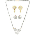 AanyaCentric Gold-Polished Mangalsutra with Pendant, 2 Pair Earrings