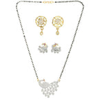 AanyaCentric Gold-Polished Mangalsutra with Pendant, 2 Pair Earrings