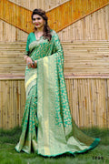 Partywear Designer Green Banarasi Silk Fancy Saree - Starwalk