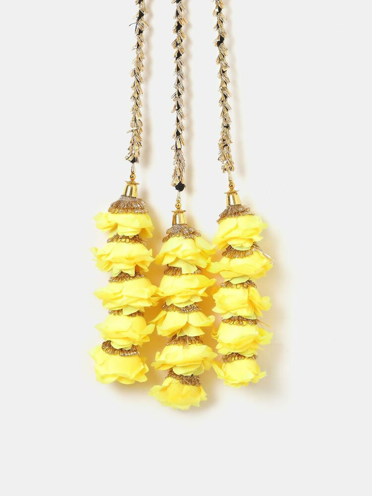 Ruby Raang Gold Gota Pati Work And Yellow Rosses With Black Thread & Golden Stones - Distacart
