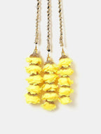 Ruby Raang Gold Gota Pati Work And Yellow Rosses With Black Thread & Golden Stones - Distacart