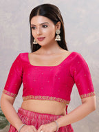 Joban Fashion Women Silk Dark Pink Stitched Blouse