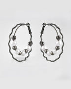 VOJ Women Rhodium-Plated Pearl Stainless Steel Hoop Earrings - Distacart