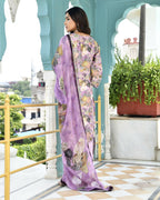Vaasva Women's Purple Tissue Gota Embroidered Suit Set With Solid Pant And Embroidered Dupatta