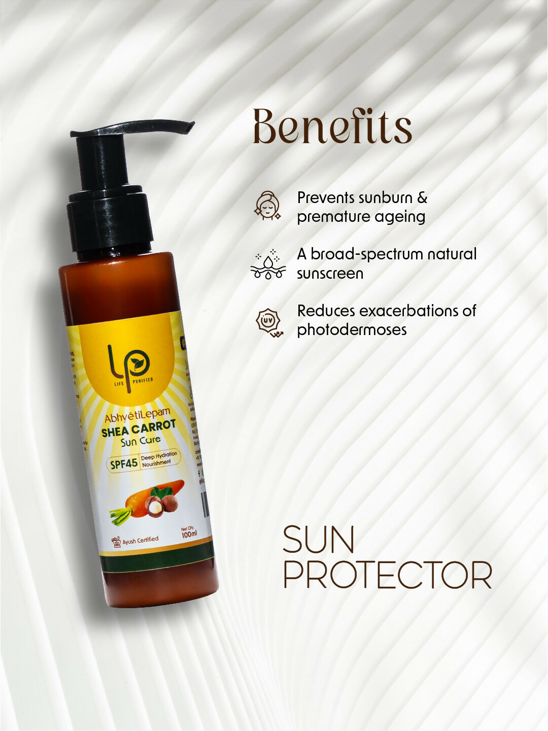 Life Purified Abhyetilepam Shea Carrot Sun Care SPF 45 Pa++++