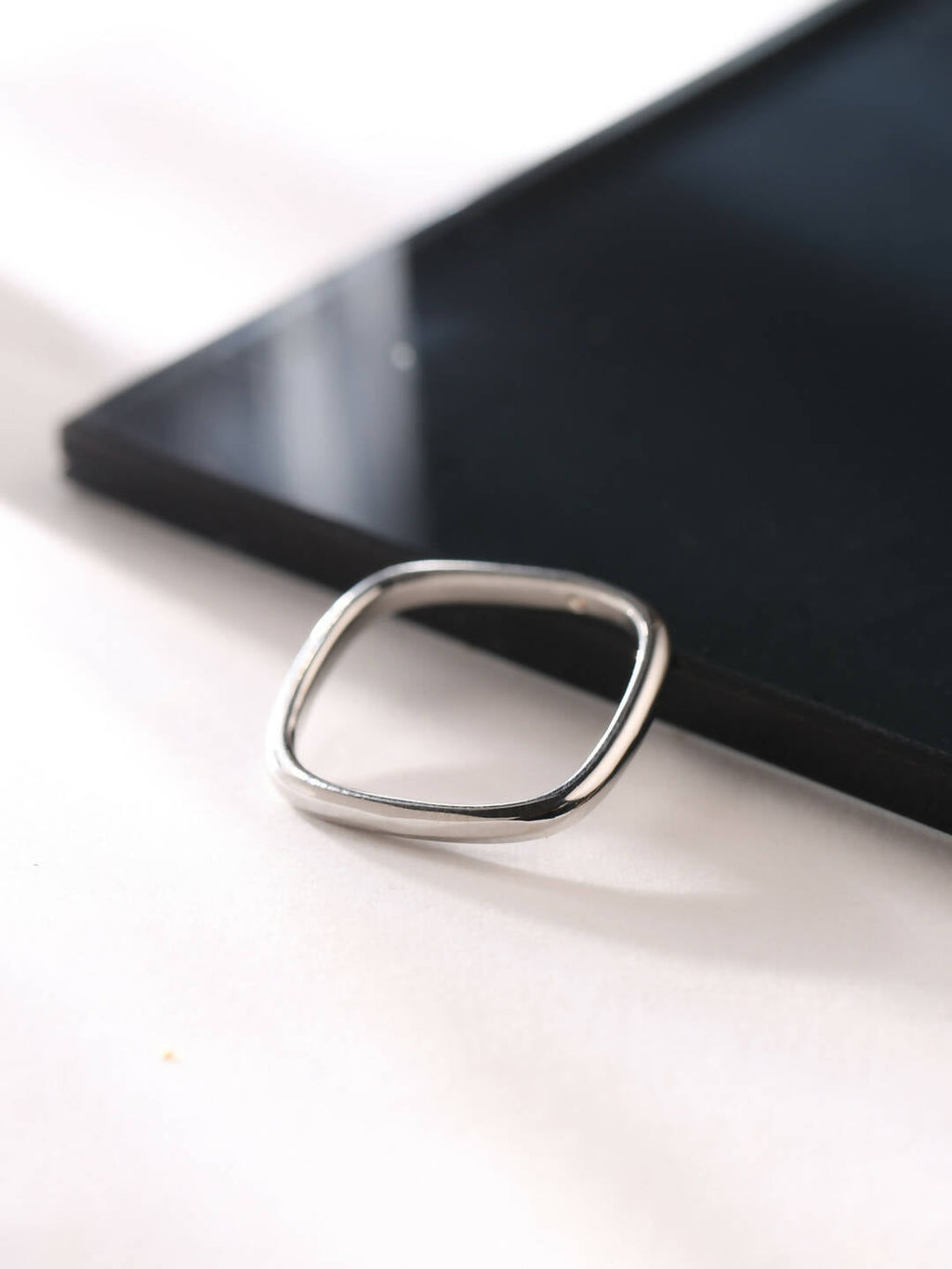 NVR Women's Silver-Plated Rectangular Stylish Ring