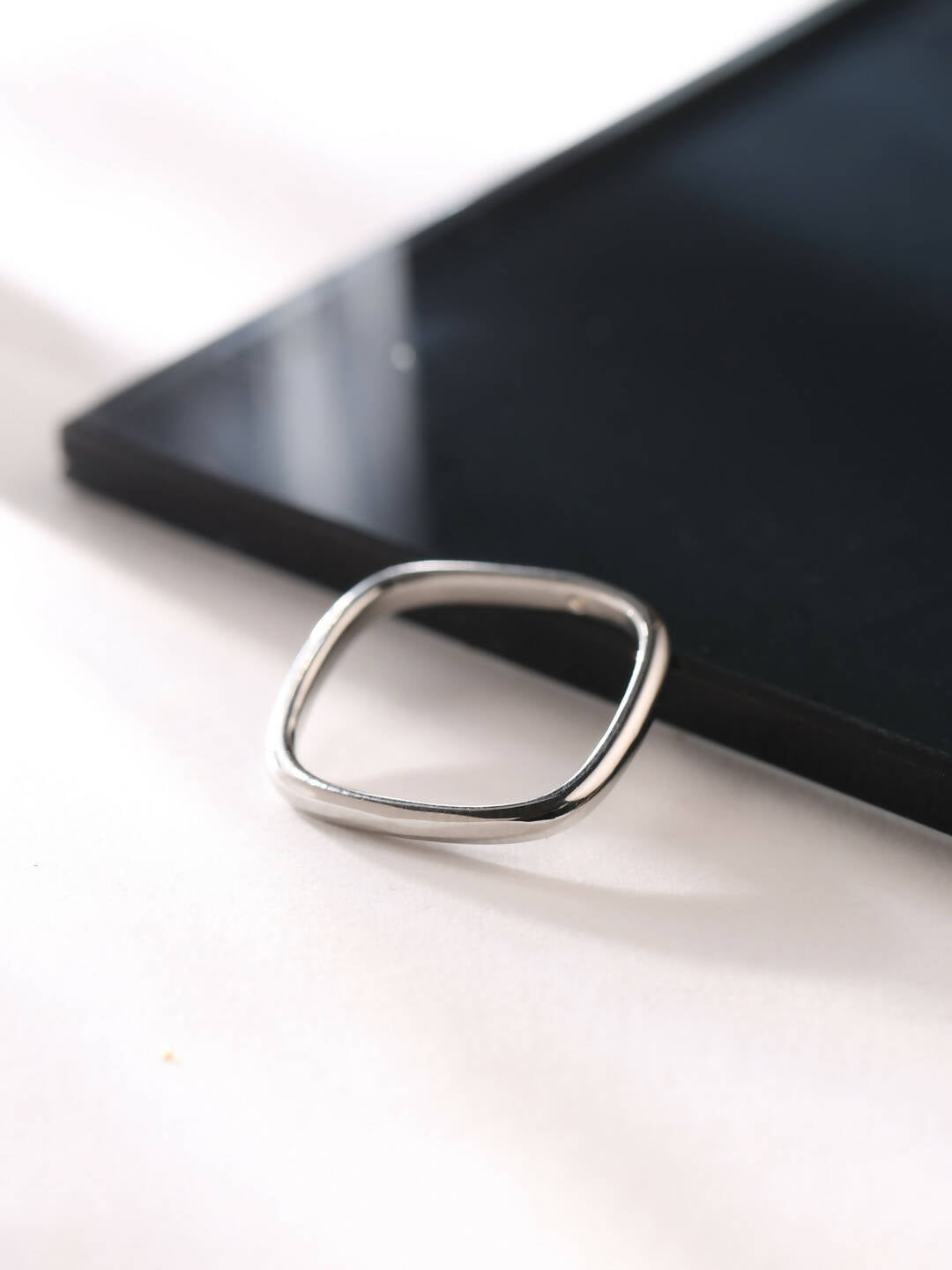 NVR Women's Silver-Plated Rectangular Stylish Ring