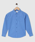 Manet Boys Full Sleeves Solid Shirt - Light Blue