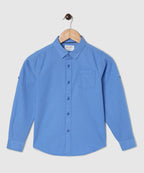 Manet Boys Full Sleeves Solid Shirt - Light Blue